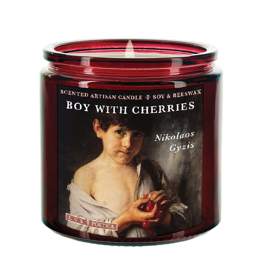 Boy with cherries 13-Ounce Scented Soy Candle
