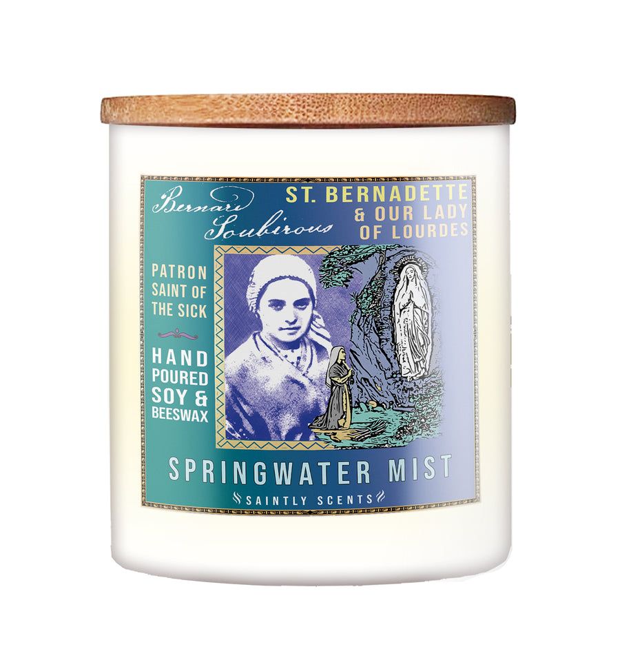 Saint Bernadette and Our Lady of Lourdes Springwater Mist Scented Candle 