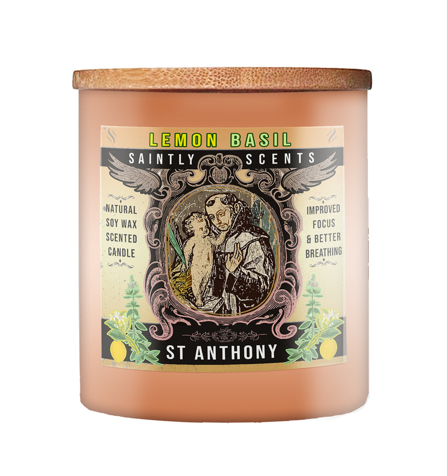 Saint Anthony Lemon Basil Scented Candle 