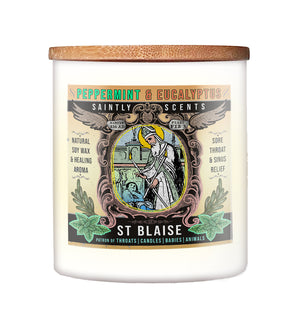 Saint Blaise Peppermint and Eucalyptis Scented Candle 