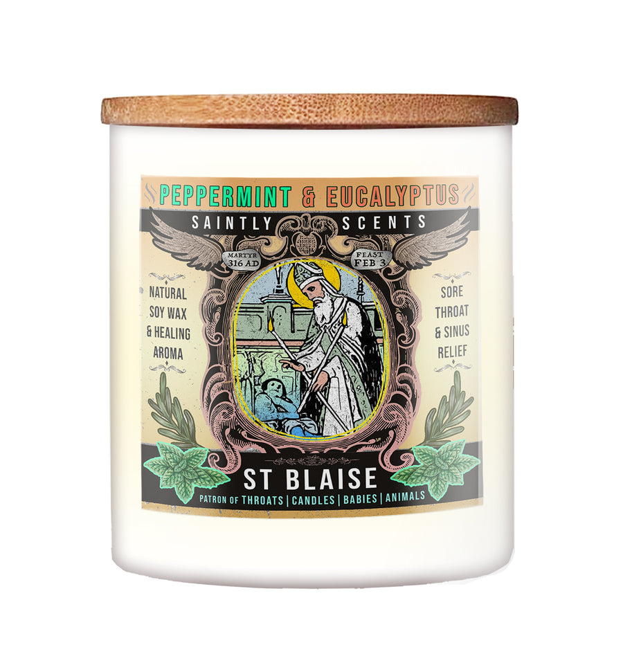 Saint Blaise Peppermint and Eucalyptis Scented Candle 