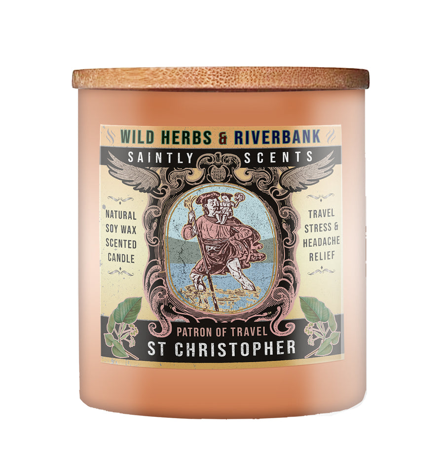 Saint Christopher Wild Herbs and Riverbank Scented Candle 